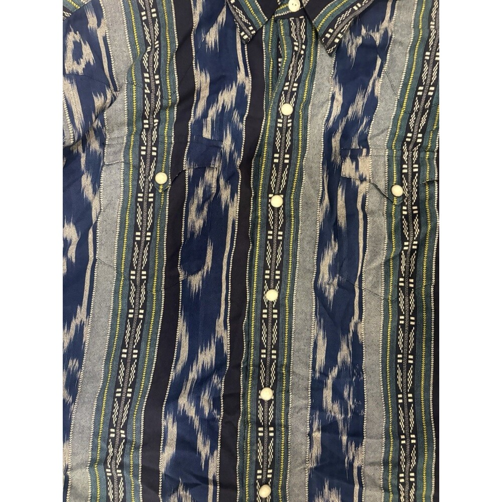Ralph Lauren Shirt Mens Extra Large Blue Western Pearl Snap Aztec Navajo Yoke - Picture 5 of 10